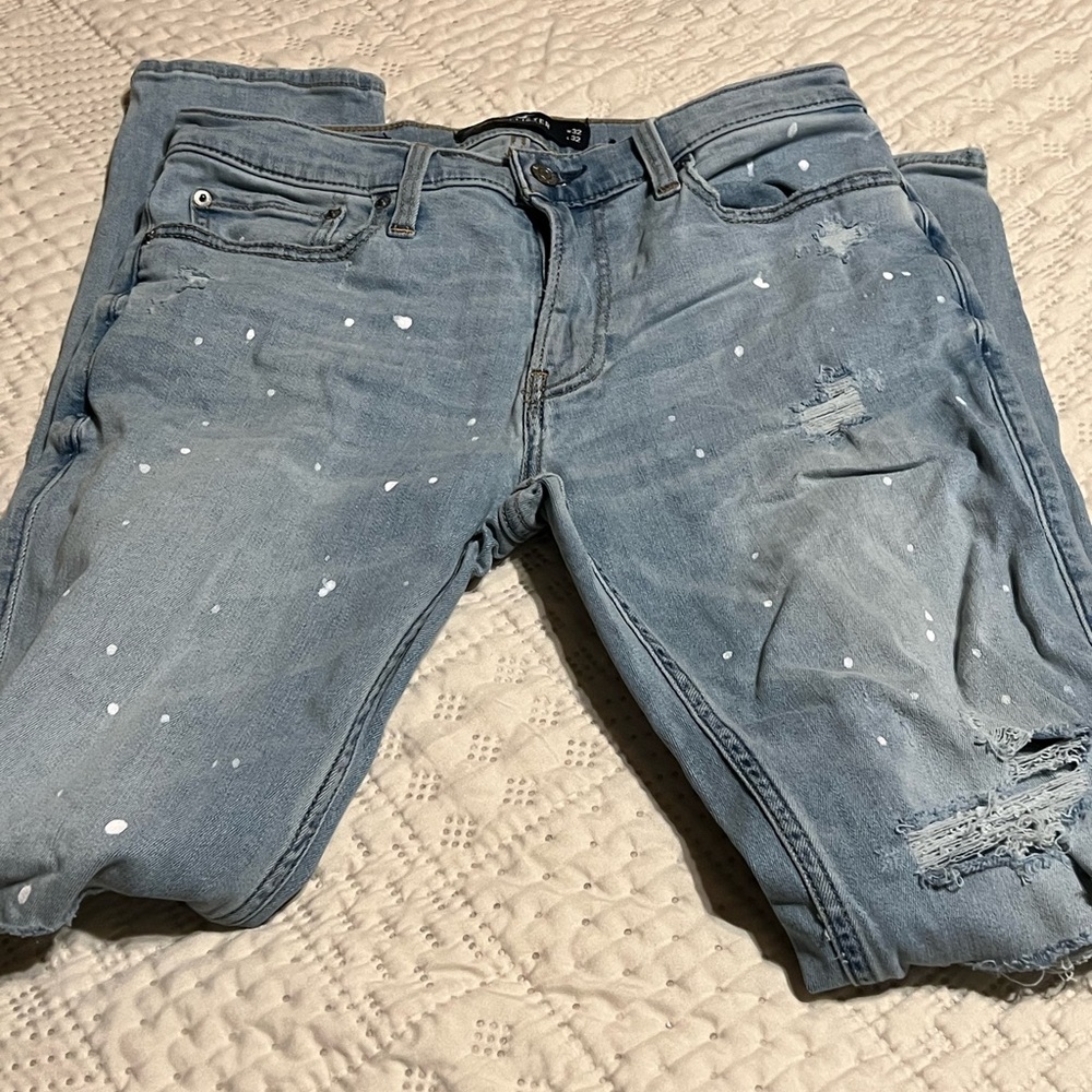 Hollister Skinny Jeans Light wash  Advanced Stretch 32x32  Bleach splatter - Picture 3 of 6